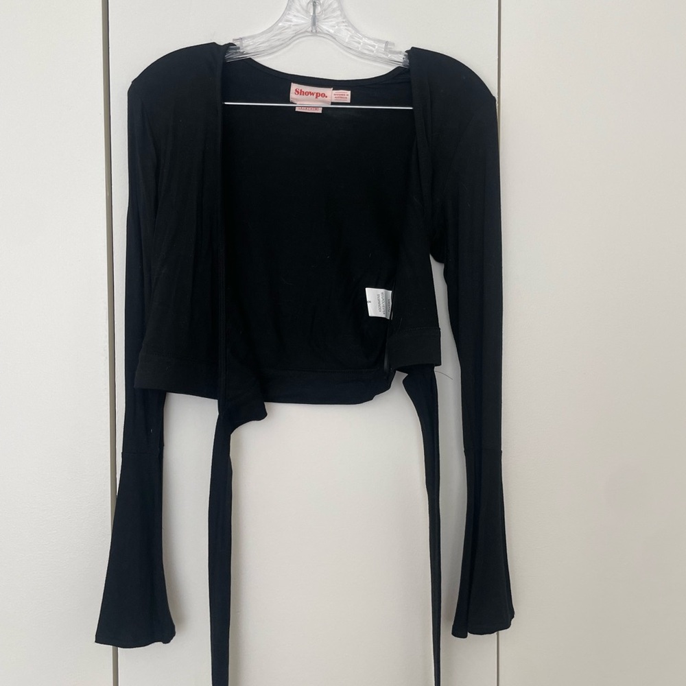 Black wraparound crop top